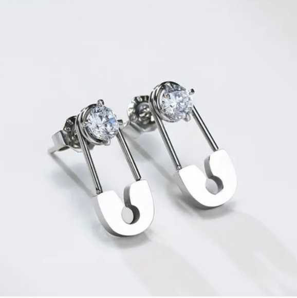 Jewelry - 2 Pair Of Safety Pin Style Stud Earrings